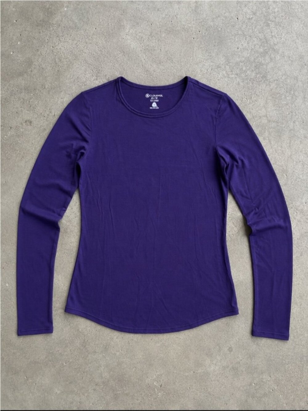 Cloudveil Merino Wool Base Layer Shirt Purple Long Sleeve Crew Neck XS